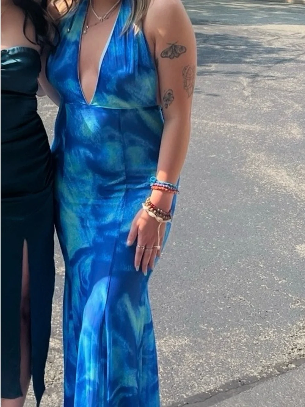 Hello Molly Blue Tie-Dye Halter Backless Maxi Dress - Picture 2 of 7